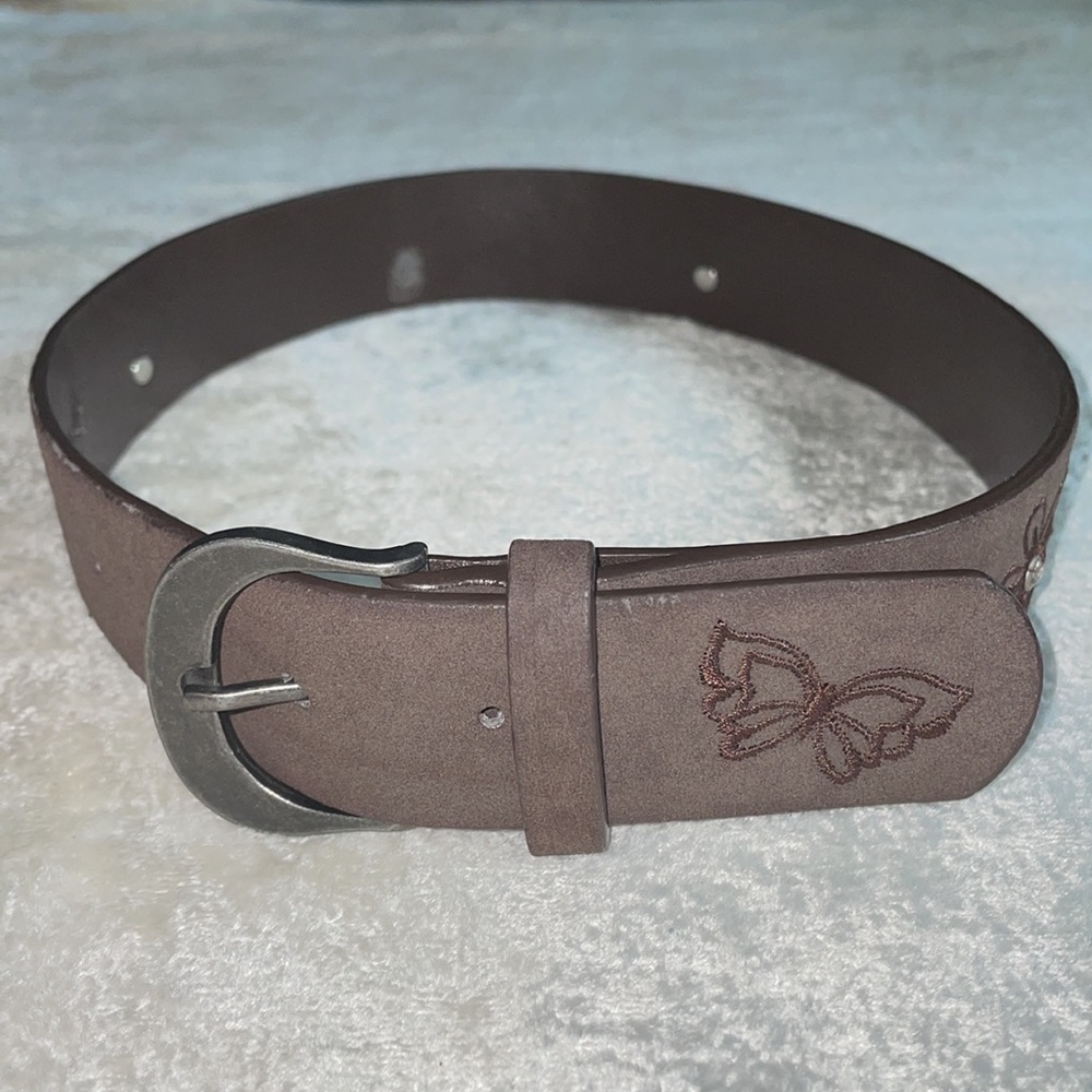 Kids brown suede embellished 25.5” belt